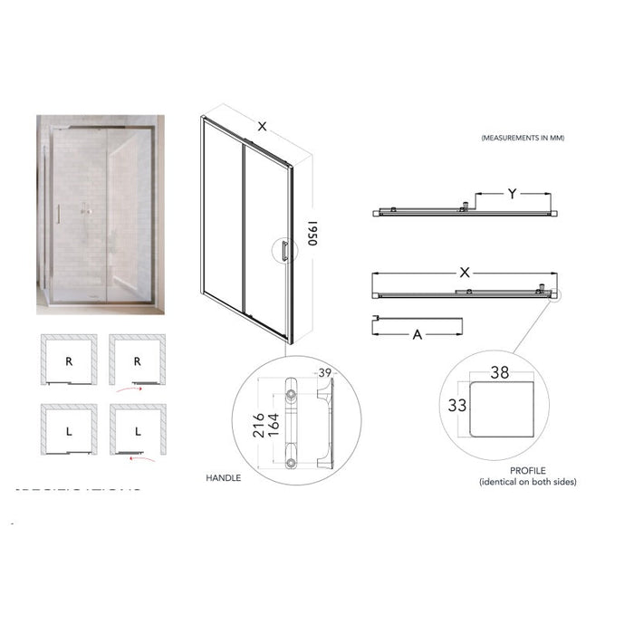 Flair Ili 6mm Recessed Sliding Shower Door