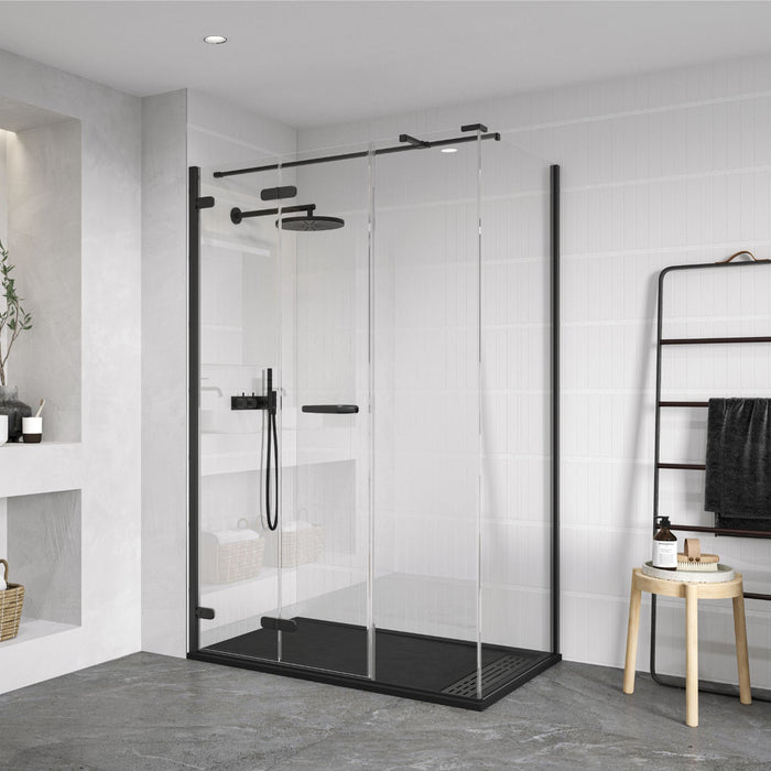 Flair Oro 8mm Bifold Shower Door with Ultra Frameless Corner Side Panel - Black