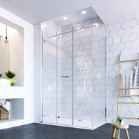 Flair Oro 8mm Bifold Shower Door with Ultra Frameless Corner Side Panel - Silver