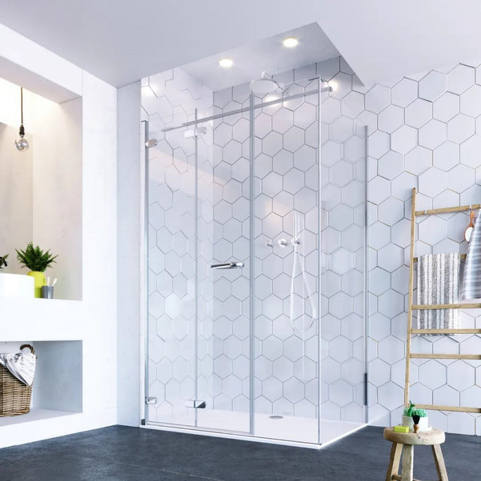 Flair Oro 8mm Bifold Shower Door with Ultra Frameless Corner Side Panel - Silver