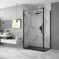 Flair Oro 8mm Hinged & Inline Shower Door with Side Panel - Matt Black