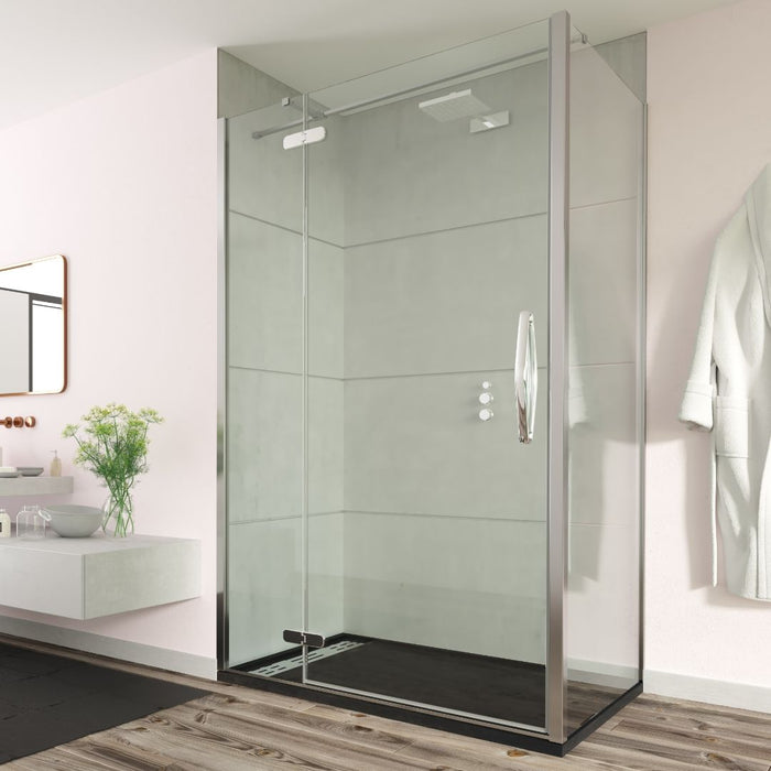 Flair Oro 8mm Hinged & Inline Shower Door with Side Panel - Silver