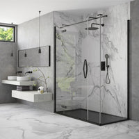 Flair Oro 8mm Hinged & Inline Shower Door with Ultra Frameless Corner Side Panel - Matt Black