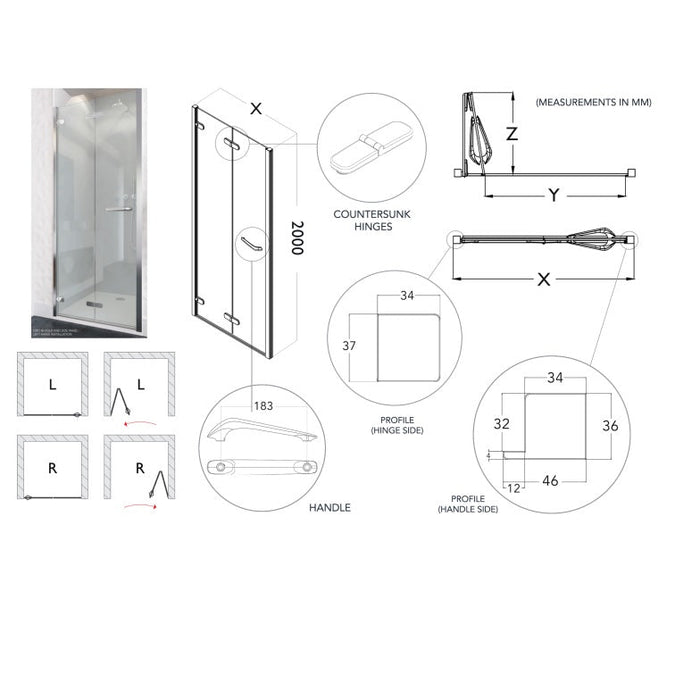 Flair Oro 8mm Recessed Bifold Shower Door