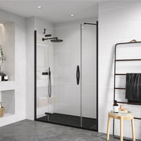 Flair Oro 8mm Recessed Hinged & Inline Shower Door with Inline Panel - Matt Black