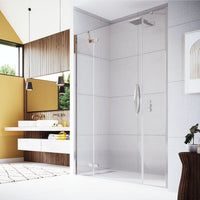 Flair Oro 8mm Recessed Hinged & Inline Shower Door with Inline Panel - Silver