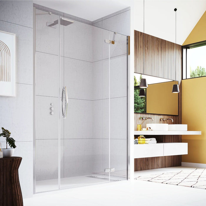 Flair Oro 8mm Recessed Hinged & Inline Shower Door with Inline Panel - Silver