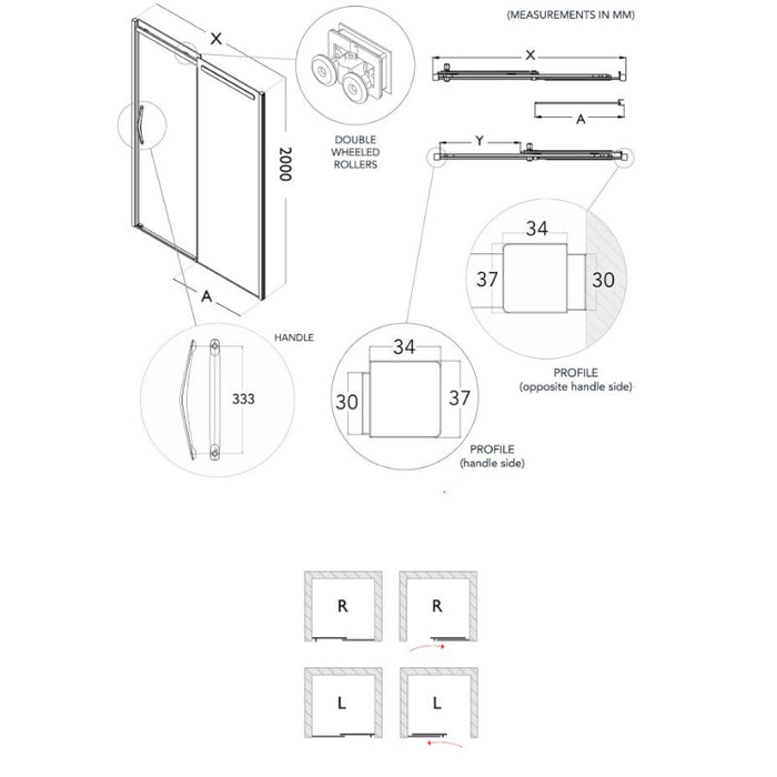 Flair Oro 8mm Recessed Sliding Shower Door