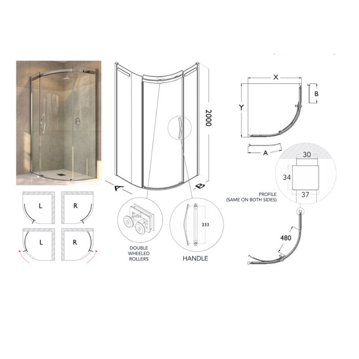 Flair Oro 8mm Sliding Quadrant Shower Door