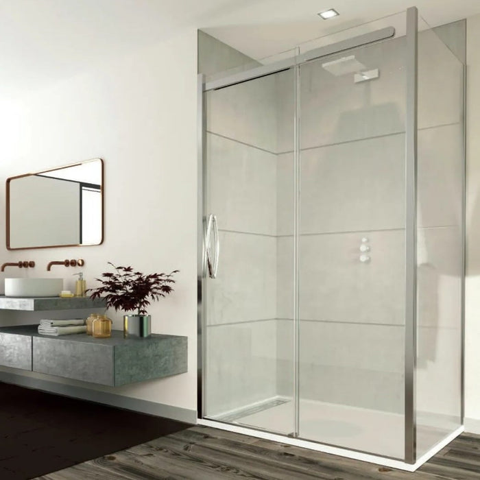 Flair Oro 8mm Sliding Shower Door with Side Panel - Silver