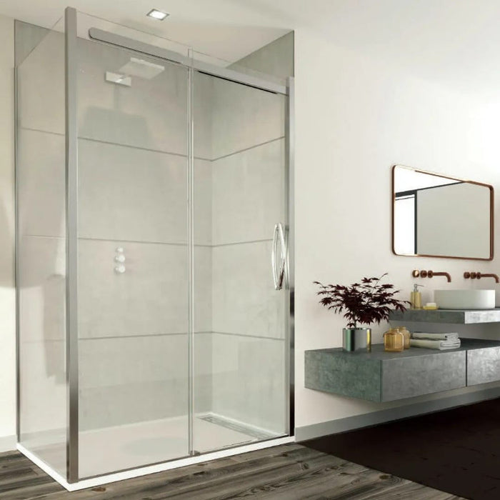 Flair Oro 8mm Sliding Shower Door with Side Panel - Silver