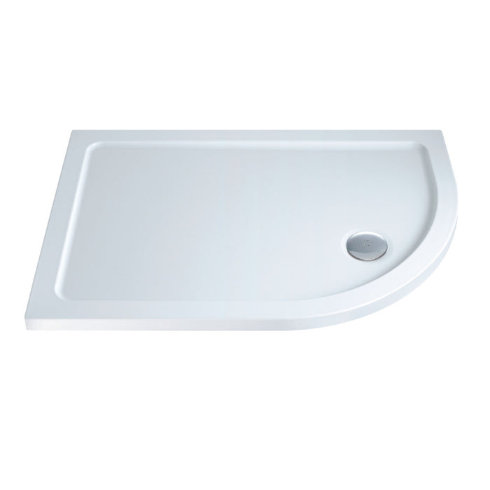 Flair Slimline Anti-Slip Offset Quadrant Shower Tray with Waste - White