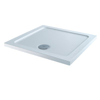 Flair Slimline Anti-Slip Square Shower Tray with Waste - White