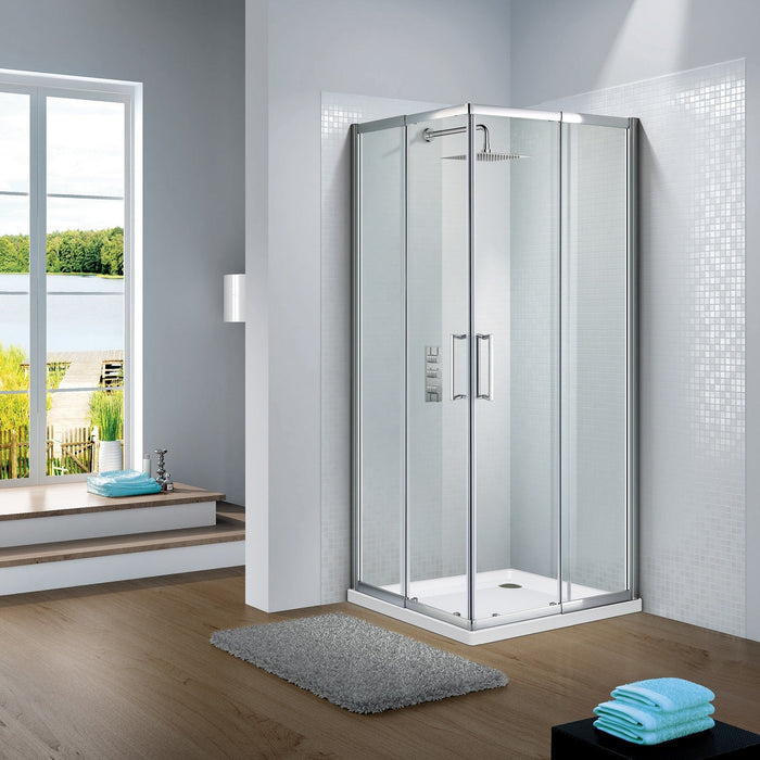 Flair Slimline Capella 6mm Corner Entry Shower Door - Silver