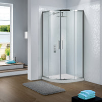 Flair Slimline Capella 6mm Offset Corner Entry Shower Door - Silver