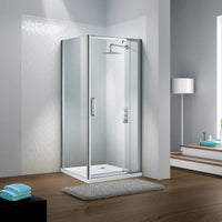 Flair Slimline Capella 6mm Pivot Shower Door with Semi Framed Side Panel - Silver