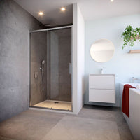 Flair Slimline Capella 6mm Recessed Sliding Shower Door - Silver