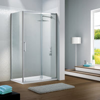 Flair Slimline Capella 6mm Sliding Shower Door with Semi Framed Side Panel - Silver