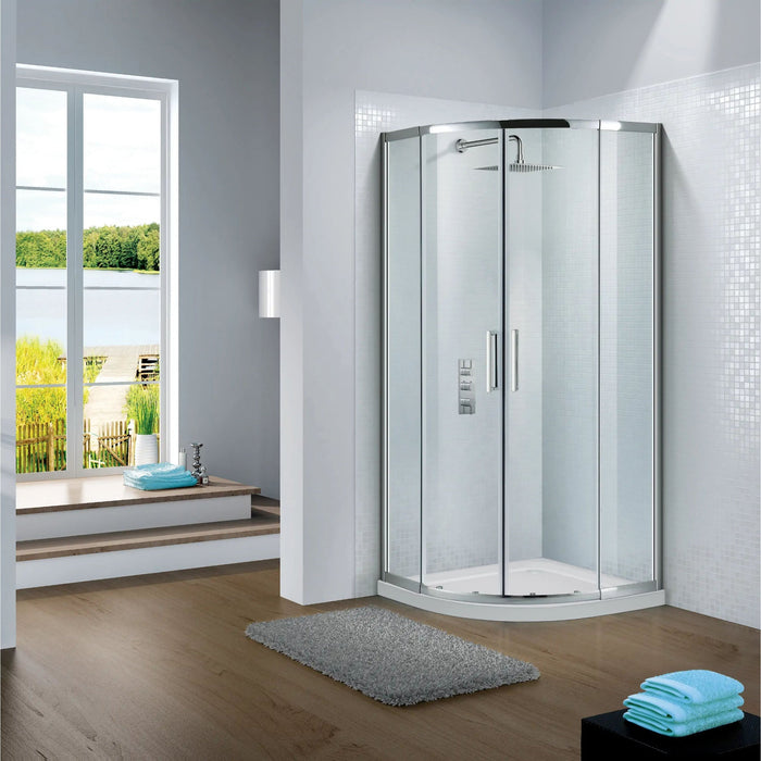 Flair Slimline Capella 6mm Two Door Offset Quadrant Shower Door - Silver
