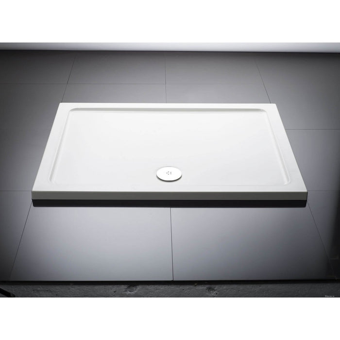Flair Slimline Rectangular Shower Tray with Waste - White