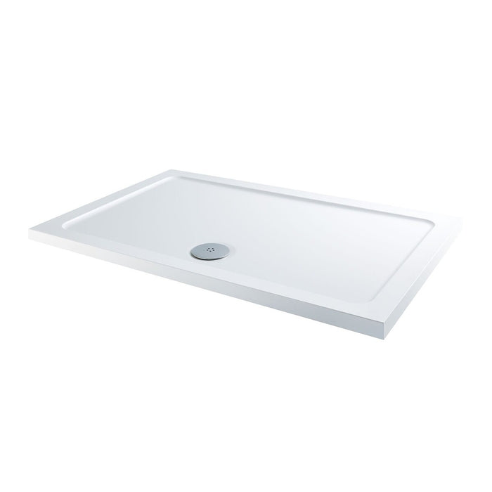 Flair Slimline Rectangular Shower Tray with Waste - White