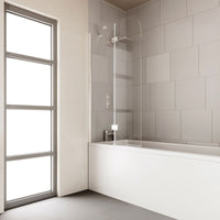Flair Verve Pro 6mm Two Panel Curved Bathscreen (1 Fixed & 1 Rotating Panel) 1500mm x 900mm - Silver