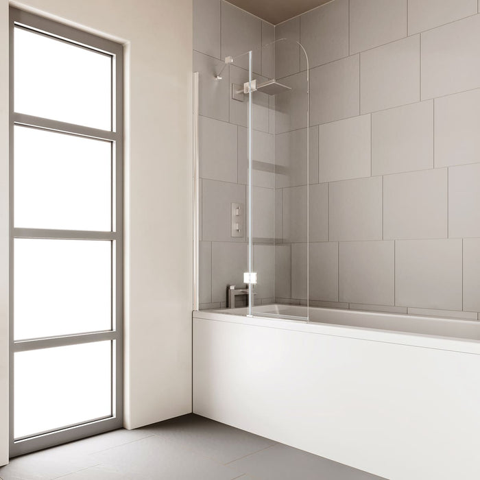 Flair Verve Pro 6mm Two Panel Curved Bathscreen (1 Fixed & 1 Rotating Panel) 1500mm x 900mm - Silver