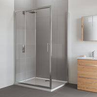 Flair Verve Pro 6mm Triple Panel Sliding Shower Door with Semi Framed Side Panel - Chrome