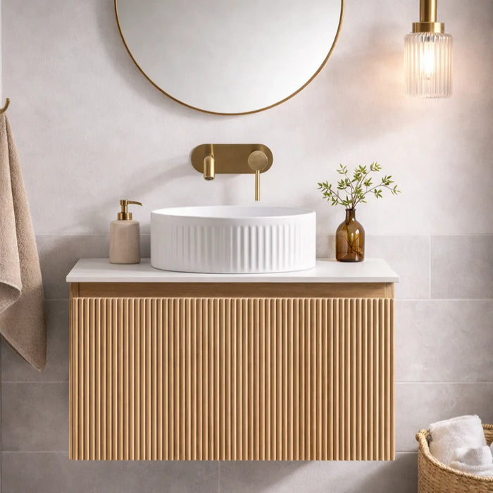 Tailored Flauto 600mm 1 Drawer Wall Hung Vanity Unit with Sintered Stone Countertop