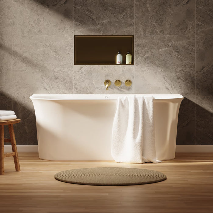 Crosswater Cursa Back To Wall Bath With Overflow And Waste - Gloss White
