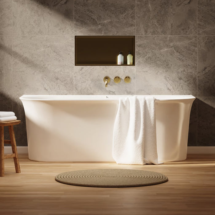 Crosswater Cursa Back To Wall Bath With Overflow And Waste - Gloss White