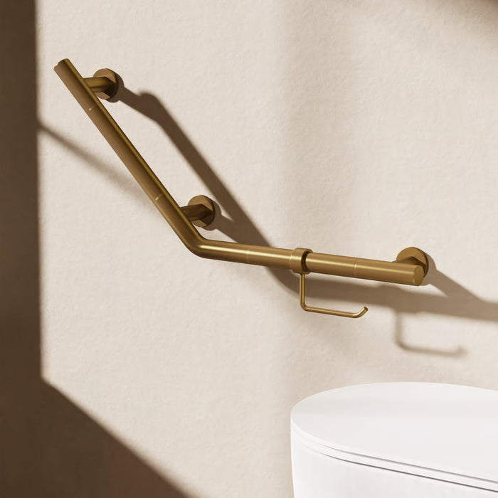 Crosswater Angled Grab Bar With Toilet Roll Holder