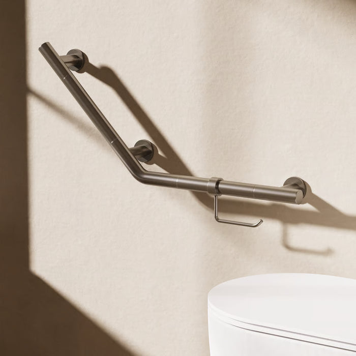 Crosswater Angled Grab Bar With Toilet Roll Holder