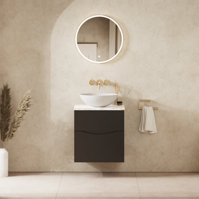 Crosswater Glide II Wall Hung Vanity Unit with Gold Vein Estatuario Worktop