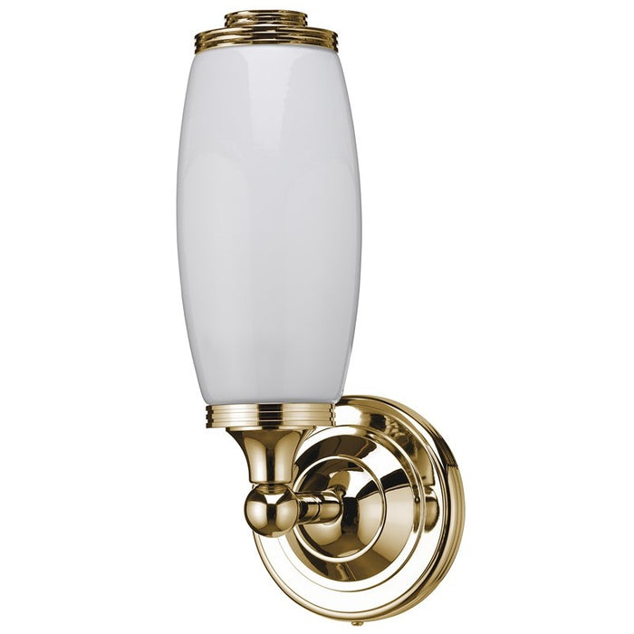 Burlington Round Bathroom Light With Base And Opal Glass Tube Shade