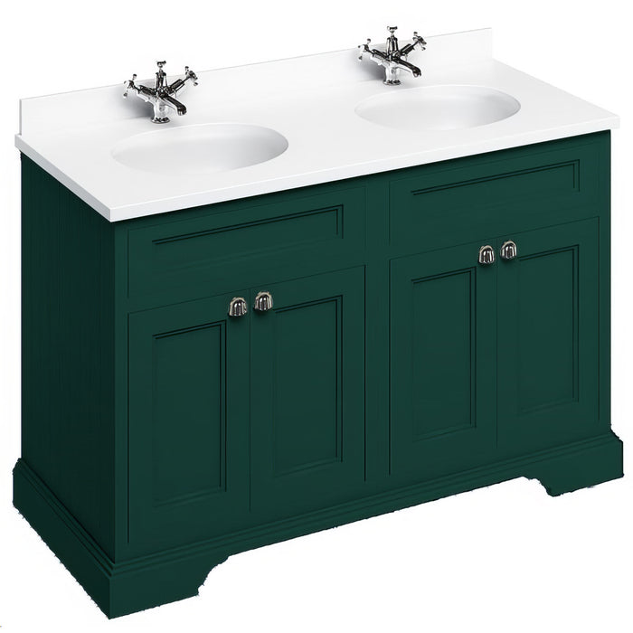 Burlington 1300mm 4 Door Floorstanding Vanity Unit with Worktop and Double Basin