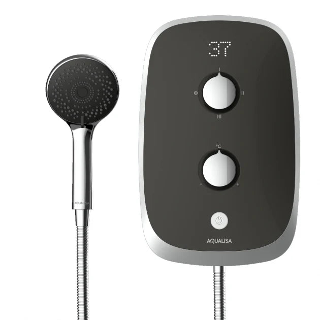 Aqualisa eVOLVE Electric Shower with Satin Silver Riser Kit