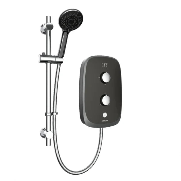 Aqualisa eVOLVE Electric Shower with Satin Silver Riser Kit