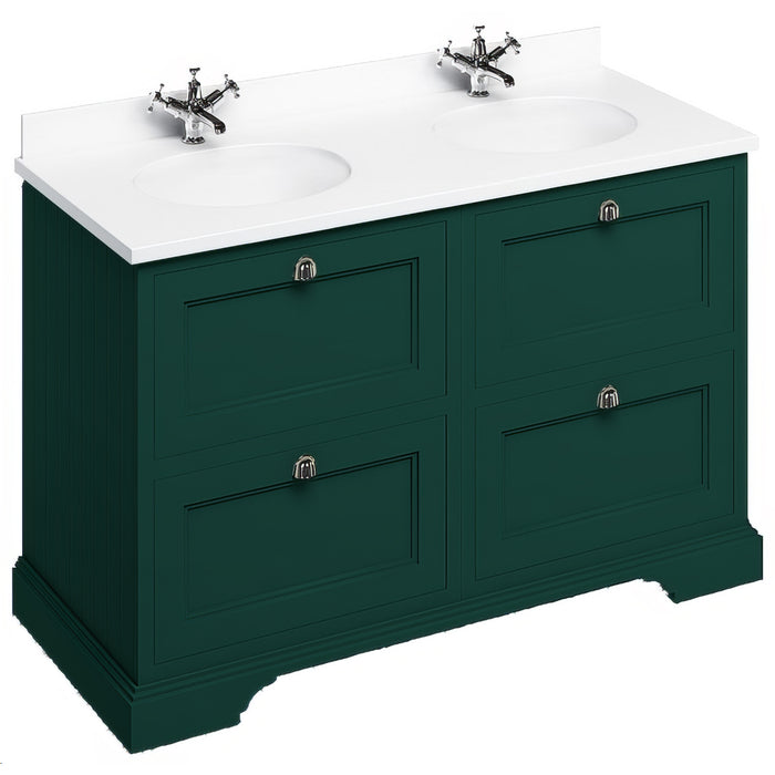 Burlington 1300mm 4 Drawer Floorstanding Vanity Unit with Worktop and Double Basin
