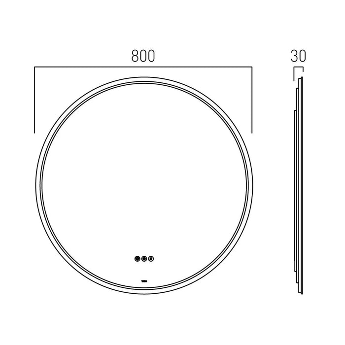 Vado Groove Round Frameless Illuminated LED Mirror with Demister