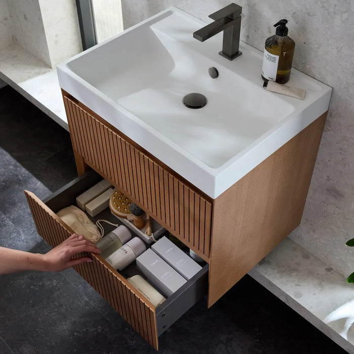Vado Groove 2 Drawer Wall Hung Vanity Unit with Basin