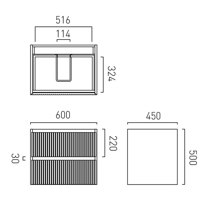 Vado Groove 2 Drawer Wall Hung Vanity Unit with Basin