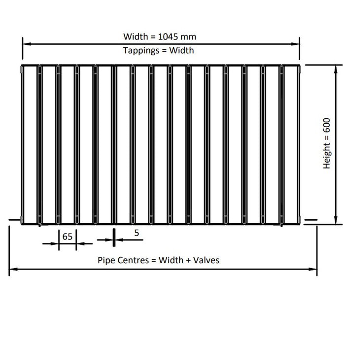 Eastbrook Hadleigh Aluminium Horizontal Designer Radiator - Matt Anthracite