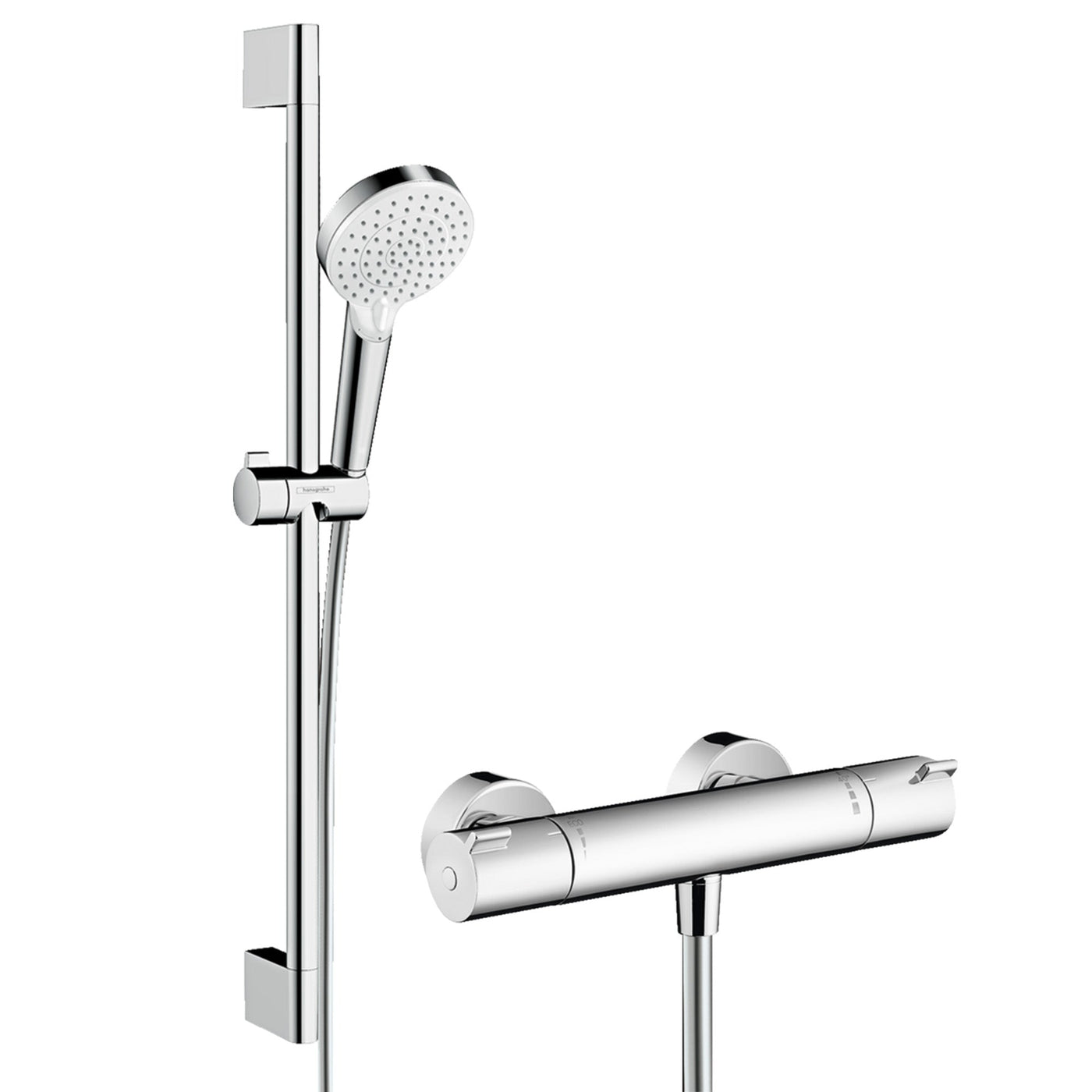 Hansgrohe Crometta Shower System with Exposed Thermostatic Bar Valve a