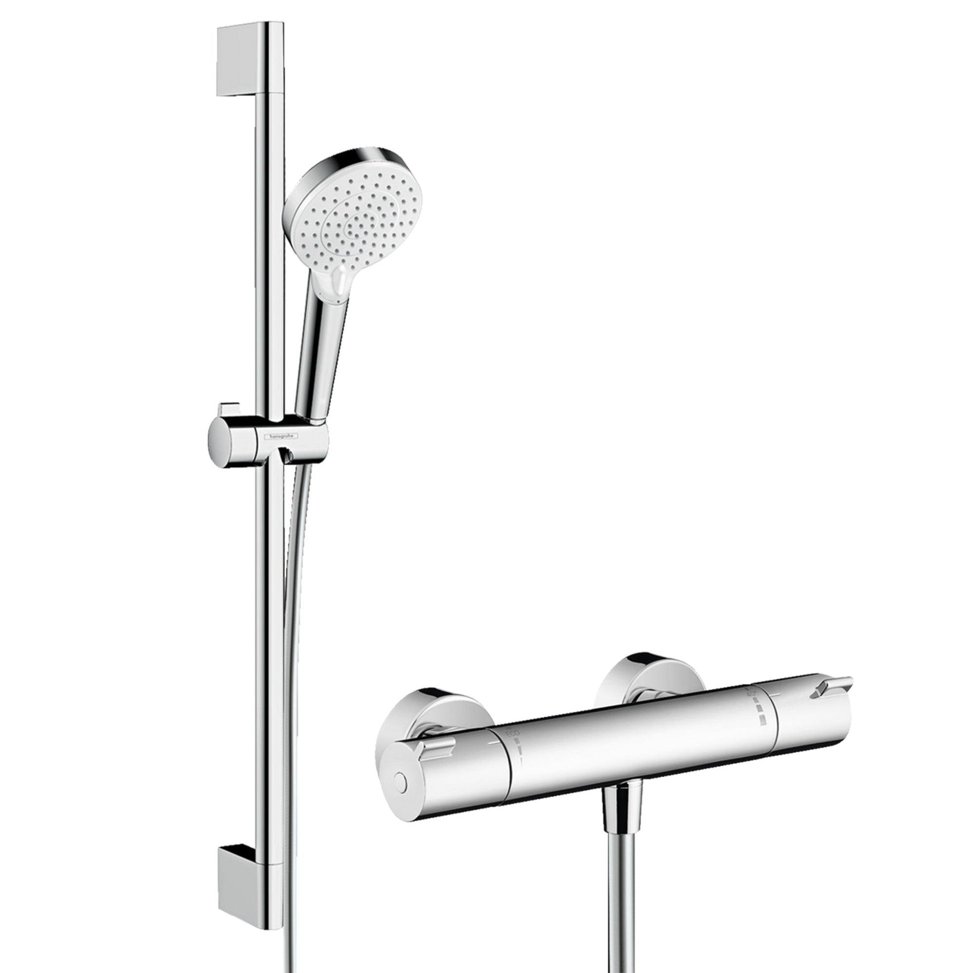 Hansgrohe Crometta Shower System with Exposed Thermostatic Bar Valve a