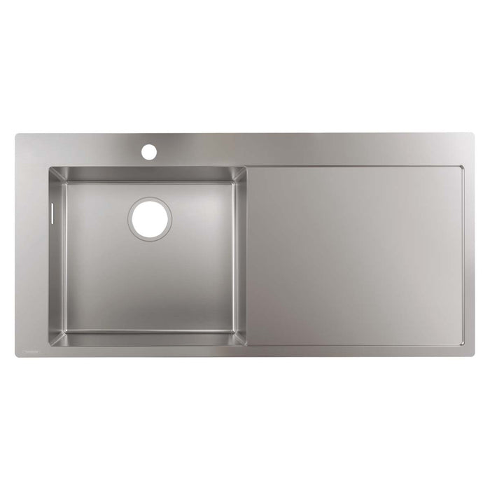 Hansgrohe S71 Kitchen Sink with Draining Board - Stainless