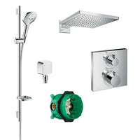 Hansgrohe Square Shower Valve With Raindance (300) Overhead