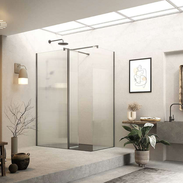 Roman Haven Select Fluted Glass Pivot Deflector Panel - 300mm Wide - 8mm Glass