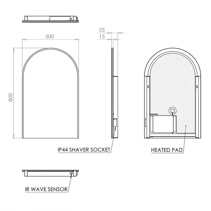 HiB Alba Arch Illuminated LED Mirror - Illuminated Mirrors
