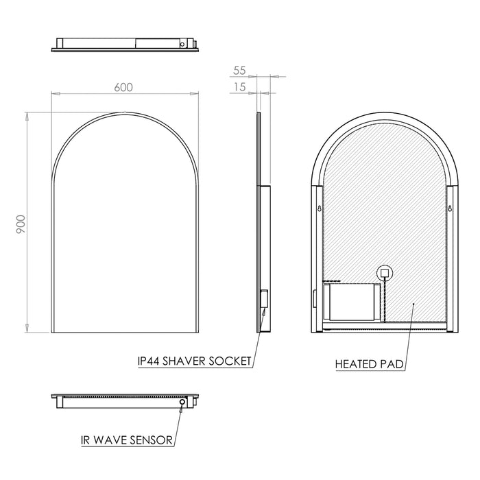 HiB Alba Arch Illuminated LED Mirror - Illuminated Mirrors